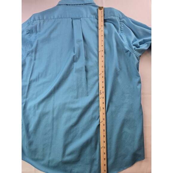 Izod Men's Large 17 34/35 Teal Regular Fit Long Sleeve Button Up Shirt - Picture 7 of 9